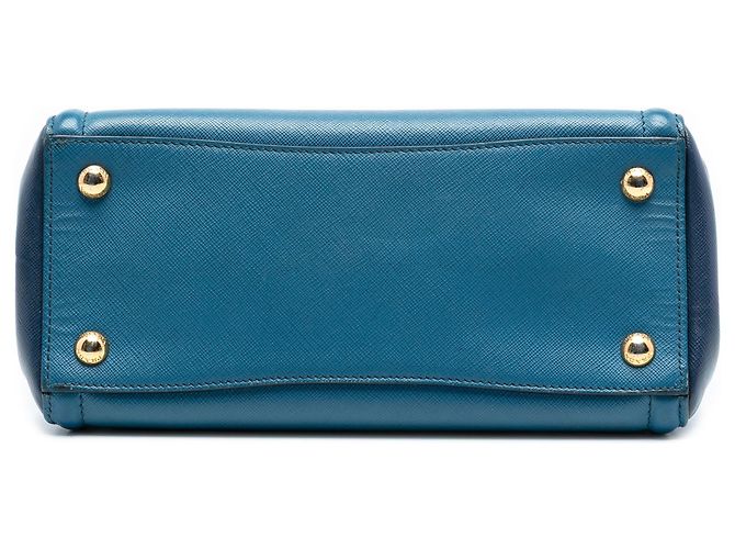 Borsa Prada Small Bicolor Saffiano Lux Galleria Blu - vista 3