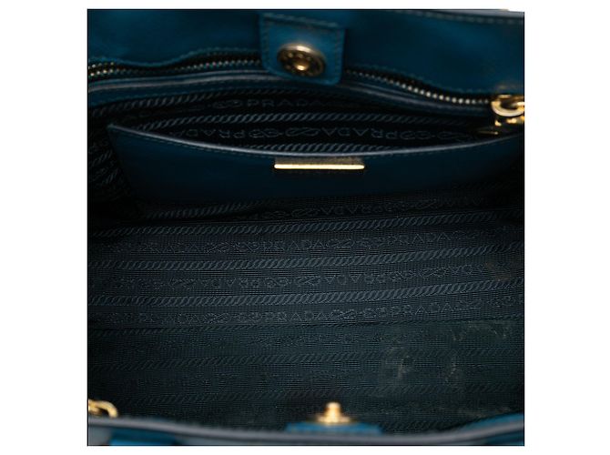 Borsa Prada Small Bicolor Saffiano Lux Galleria Blu - vista 4