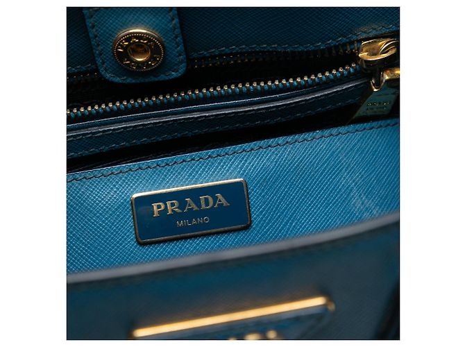Borsa Prada Small Bicolor Saffiano Lux Galleria Blu - vista 5