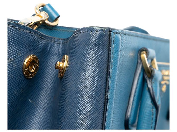 Borsa Prada Small Bicolor Saffiano Lux Galleria Blu - vista 6