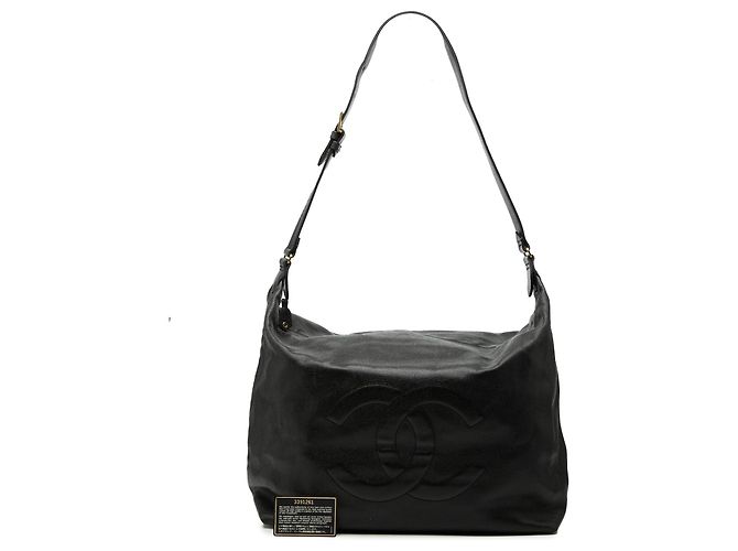 Borsa a tracolla Hobo Chanel Large CC Caviar Nera Nero - vista 8