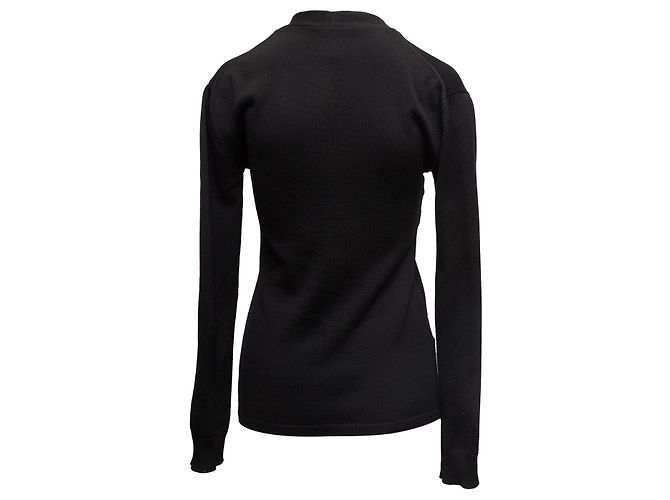 Chanel Wollcardigan mit V-Ausschnitt in Schwarz & Weiß Größe FR 48 - Ansicht 2