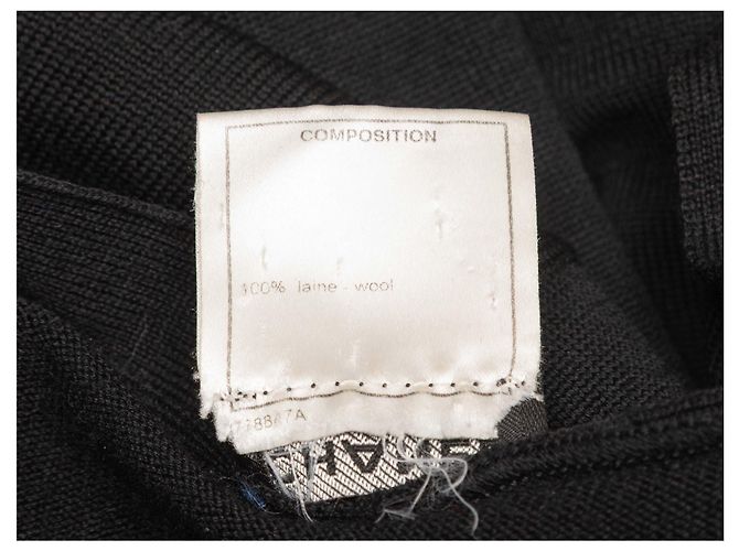 Chanel Wollcardigan mit V-Ausschnitt in Schwarz & Weiß Größe FR 48 - Ansicht 5