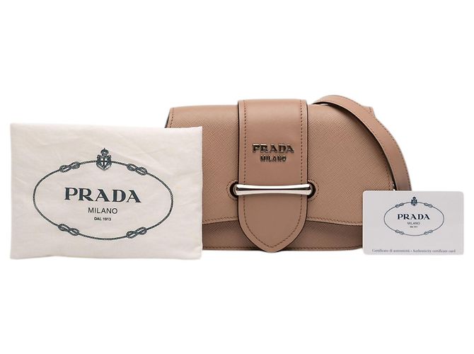Borsa a tracolla Sidonie Prada in Saffiano e City Calf marrone - vista 10