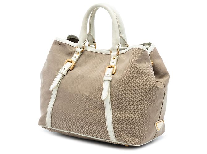 Sac à main Prada Canvas Canapa Logo Bow Beige - vue 2