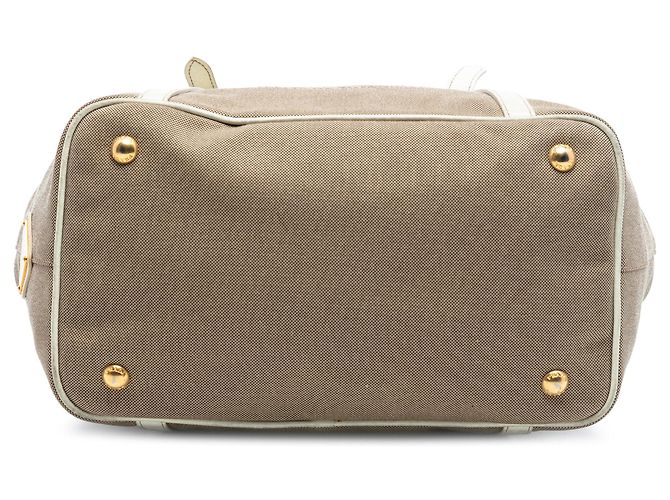 Sac à main Prada Canvas Canapa Logo Bow Beige - vue 3