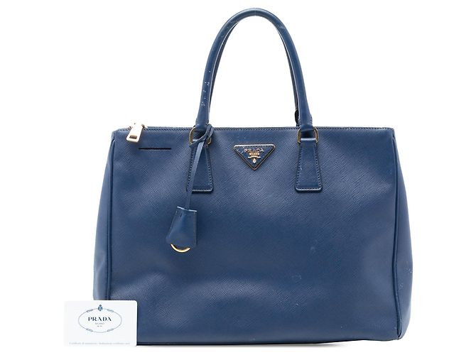 Borsa Tote Prada Large Saffiano Lux Galleria Double Zip Blu - vista 7