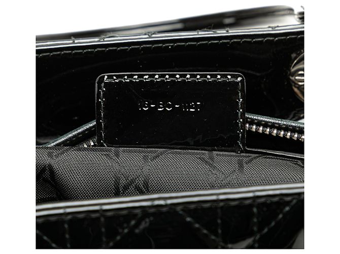 Borsa Lady Dior Large in pelle verniciata Cannage Nera Nero - vista 6