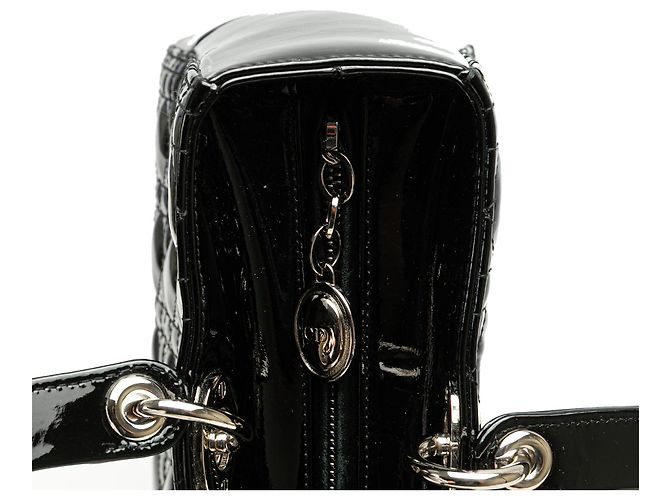 Borsa Lady Dior Large in pelle verniciata Cannage Nera Nero - vista 7
