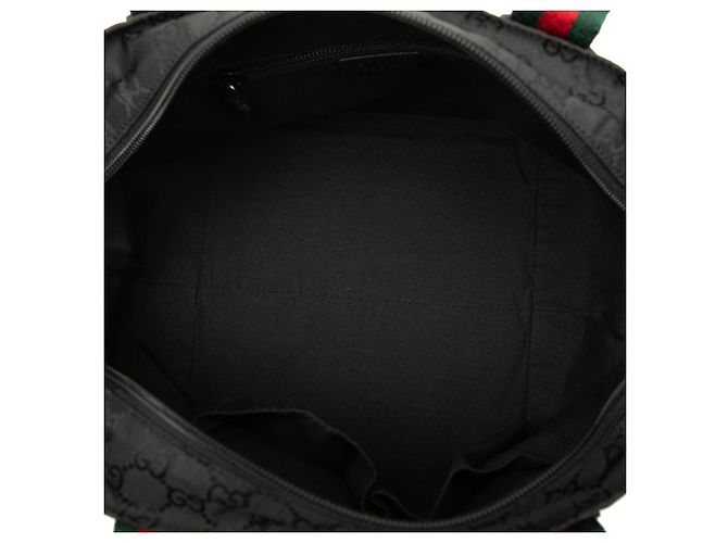 Borsa Tote Gucci GG in nylon nero con banda Web - vista 4