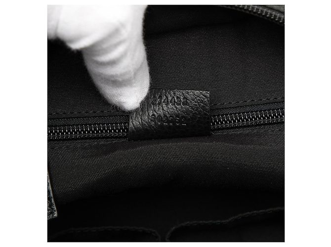Borsa Tote Gucci GG in nylon nero con banda Web - vista 6