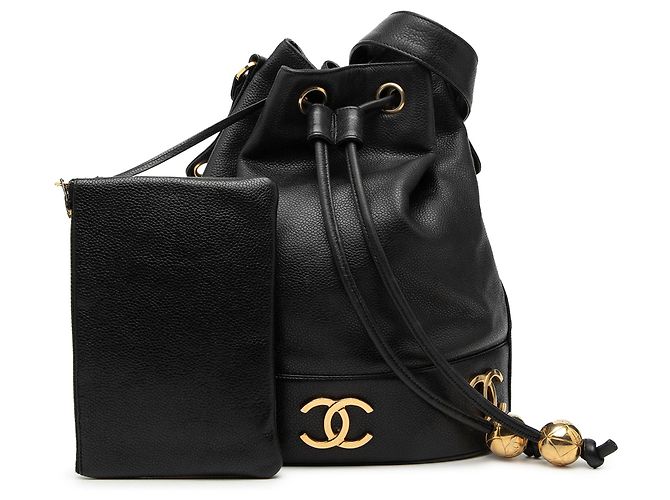 Borsa a secchiello Chanel Caviar Triple CC con coulisse Nero - vista 8