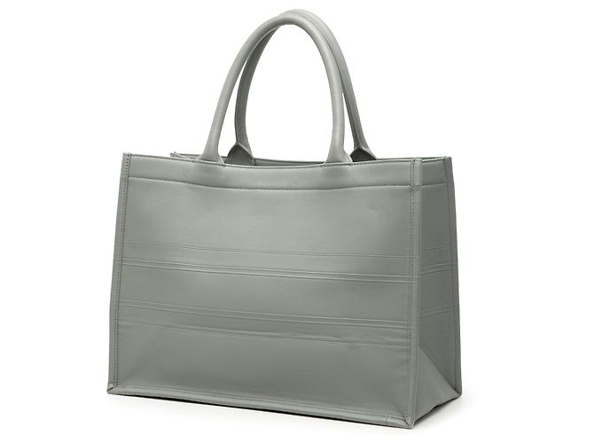 Book Tote Dior in pelle goffrata grigia, dimensione Medium Grigio - vista 2