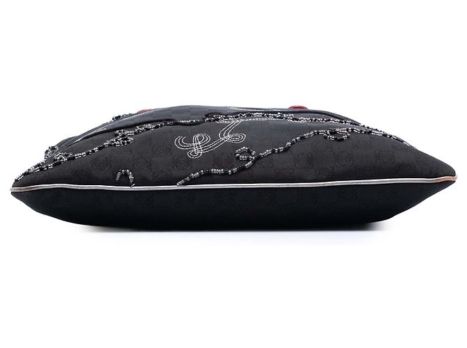 Tote LOEWE Anagram in jacquard con perline nero - vista 3