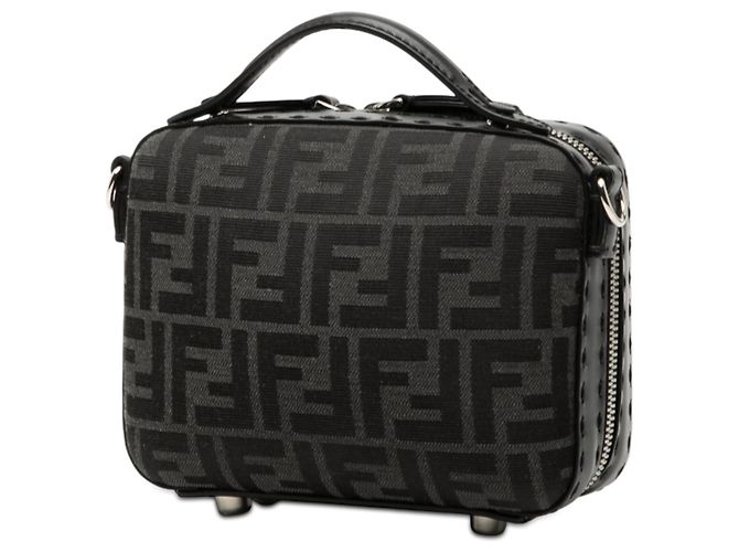Borsa Satchel Mini Zucca Canvas Fendi Nera Nero - vista 2