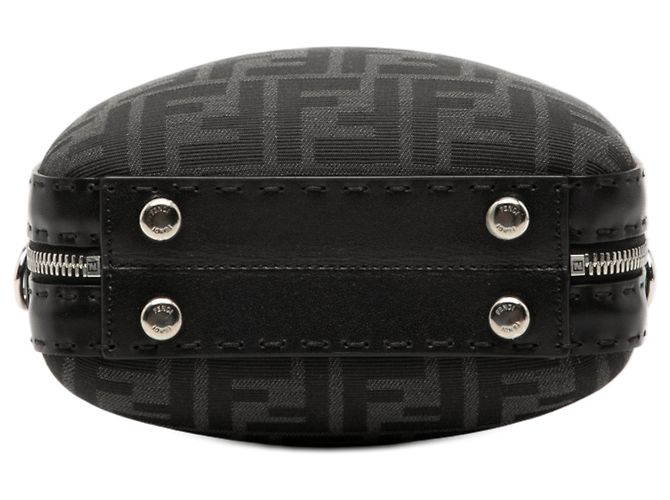 Borsa Satchel Mini Zucca Canvas Fendi Nera Nero - vista 3