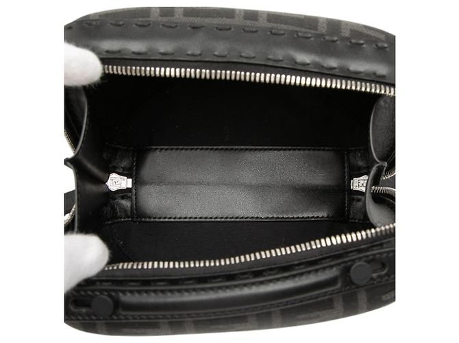 Borsa Satchel Mini Zucca Canvas Fendi Nera Nero - vista 4