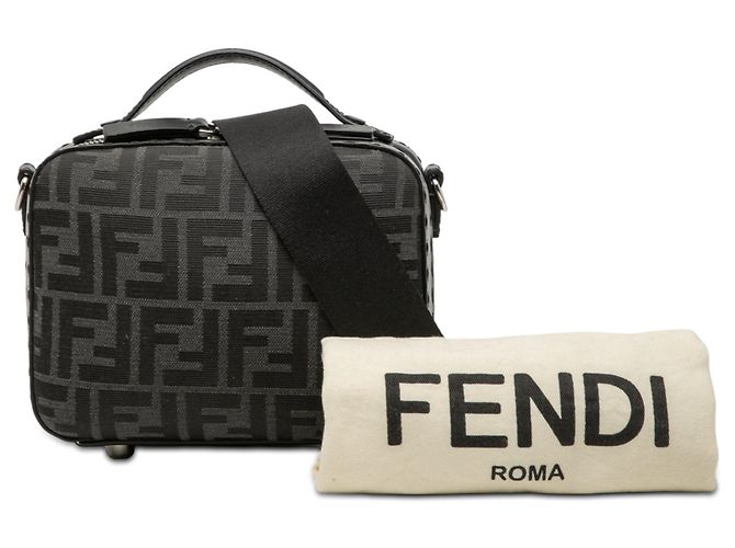 Borsa Satchel Mini Zucca Canvas Fendi Nera Nero - vista 8