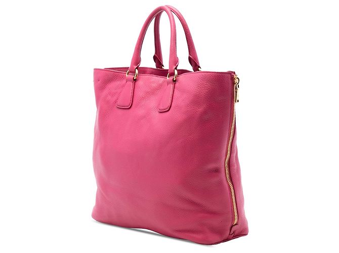 Borsa Tote Convertibile Prada Vitello Daino Rosa con Zip Laterale - vista 2