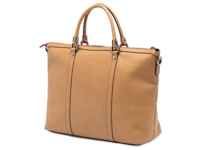 Borsa Satchel Gucci in pelle marrone con ciondolo GG - vista 2
