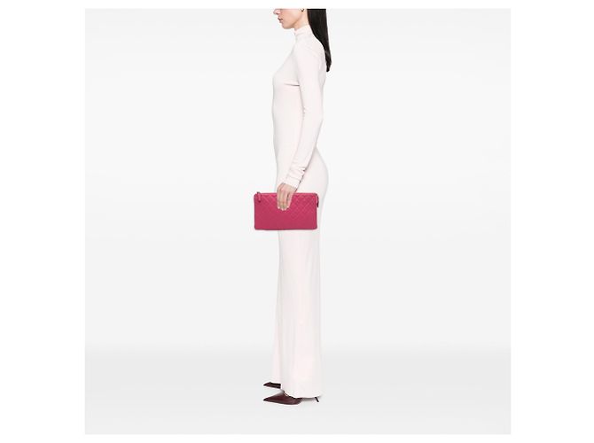 Clutch Chanel Quilted Caviar CC Enamel Double Zip Rosa - vista 12