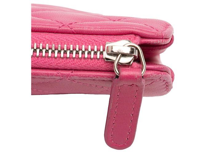Clutch Chanel Quilted Caviar CC Enamel Double Zip Rosa - vista 8