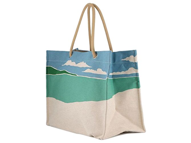 Borsa da spiaggia Hermès Toile Escale a la Plage Marrone - vista 2