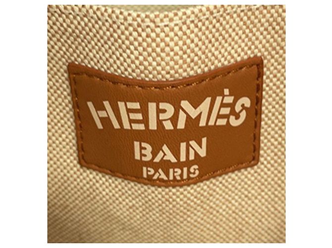 Borsa da spiaggia Hermès Toile Escale a la Plage Marrone - vista 5
