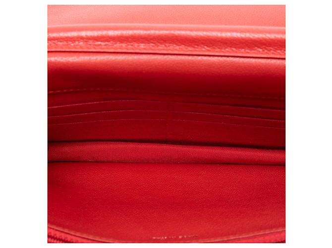 Borsa a tracolla Chanel Diagonal Wallet On Chain in pelle di capra matelassé rossa Rosso - vista 4