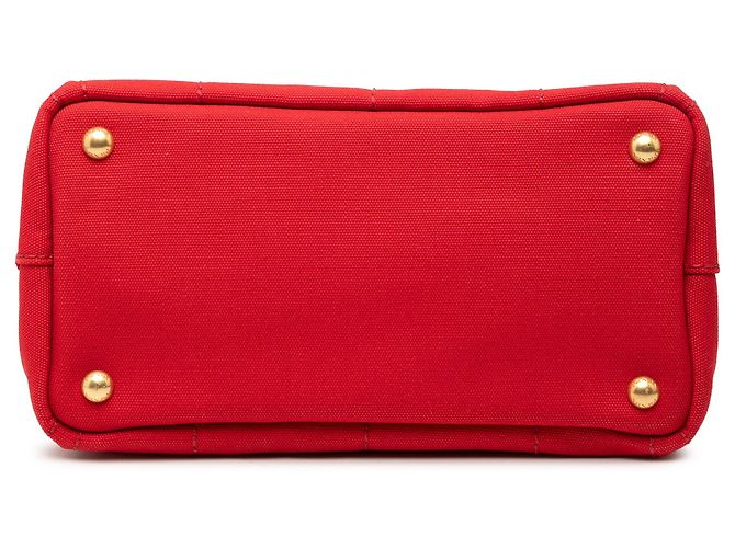 Tote Borsa Satchel Prada Small Canvas Canapa Logo Rossa Rosso - vista 3