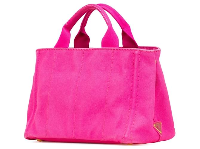 Tote Borsa Prada Small Canvas Canapa Logo Rosa - vista 2