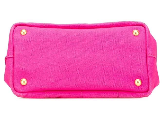Tote Borsa Prada Small Canvas Canapa Logo Rosa - vista 3