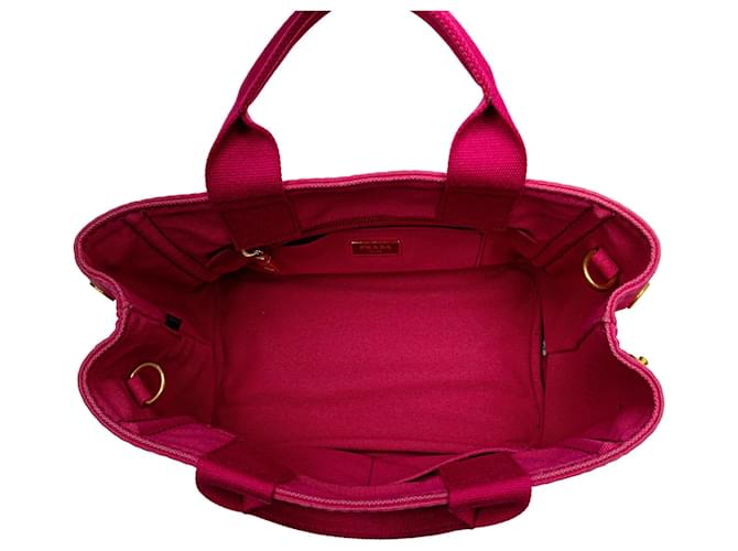 Tote Borsa Prada Small Canvas Canapa Logo Rosa - vista 4
