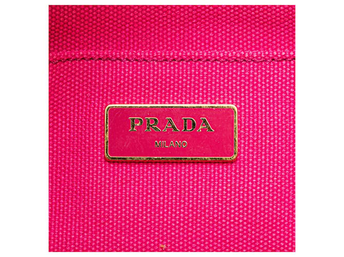 Tote Borsa Prada Small Canvas Canapa Logo Rosa - vista 5