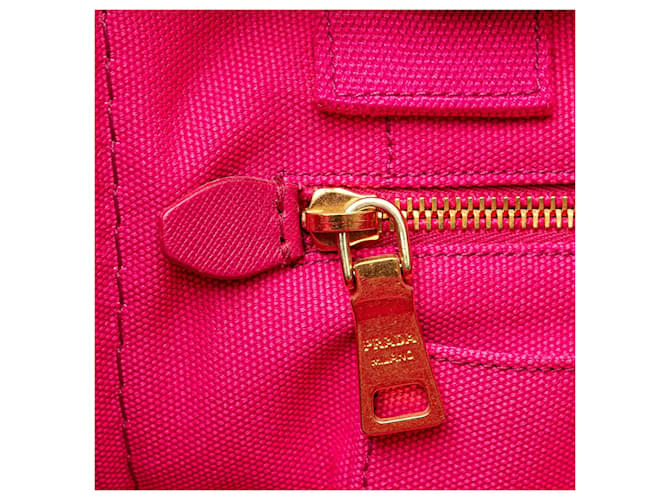 Tote Borsa Prada Small Canvas Canapa Logo Rosa - vista 8