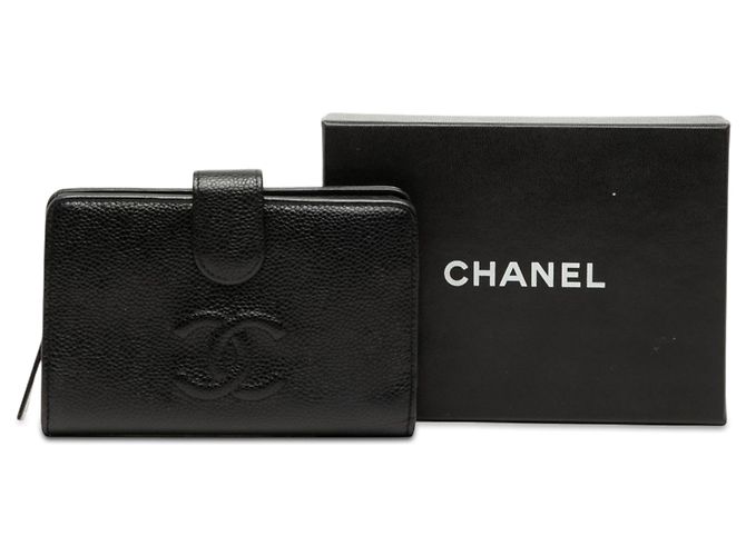 Portafoglio bifold Chanel CC Caviar nero - vista 9