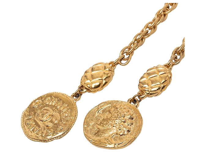 Chanel CC Gold Plated Medallion Wrap Around Halskette Golden - Ansicht 2