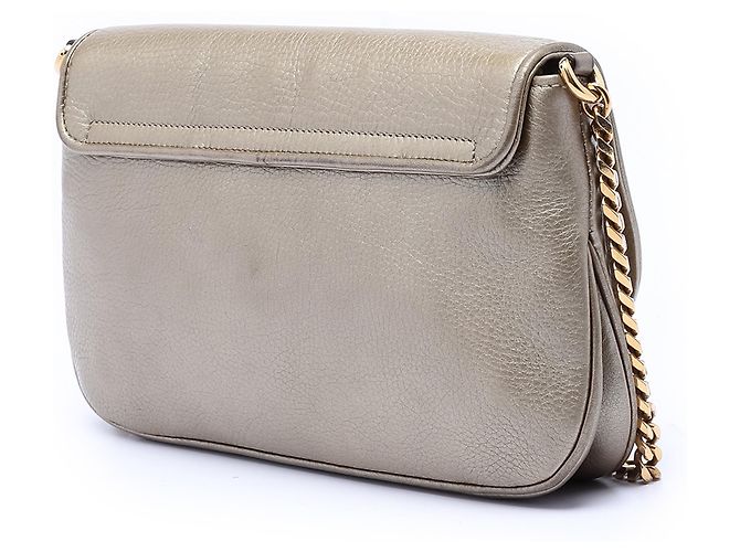 Borsa a tracolla Gucci 1973 Medium in pelle dorata con catena D'oro - vista 2
