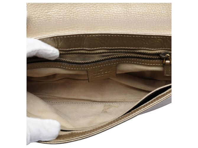 Borsa a tracolla Gucci 1973 Medium in pelle dorata con catena D'oro - vista 4