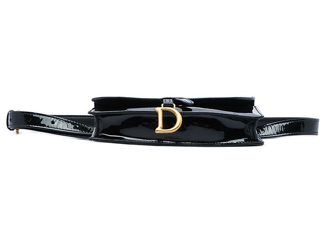 Borsa cintura Saddle Dior in vernice nera Nero - vista 3