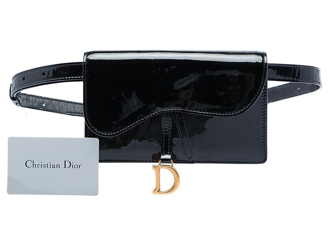 Borsa cintura Saddle Dior in vernice nera Nero - vista 7