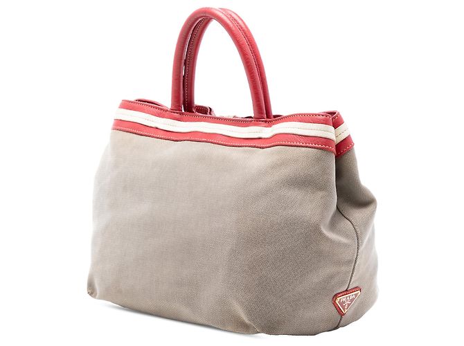 Borsa Tote Prada in Canvas Canapa Logo Beige - vista 2