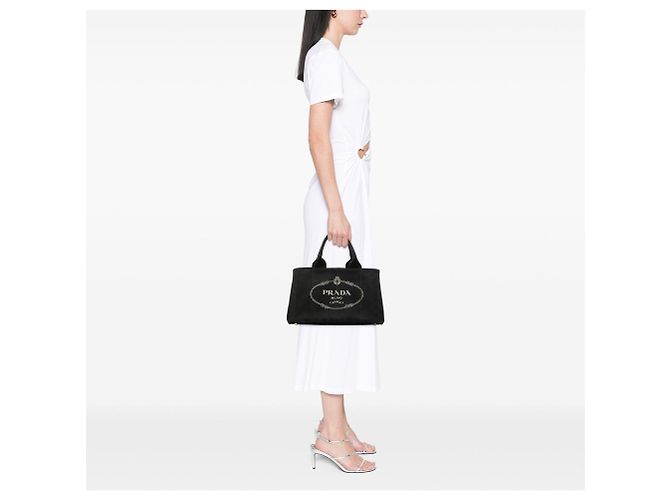 Tote Prada Canvas Canapa Logo Satchel schwarz - Ansicht 6