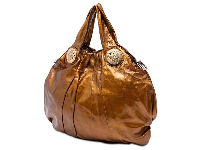 Borsa Satchel Gucci Large Hysteria in vernice dorata D'oro - vista 2