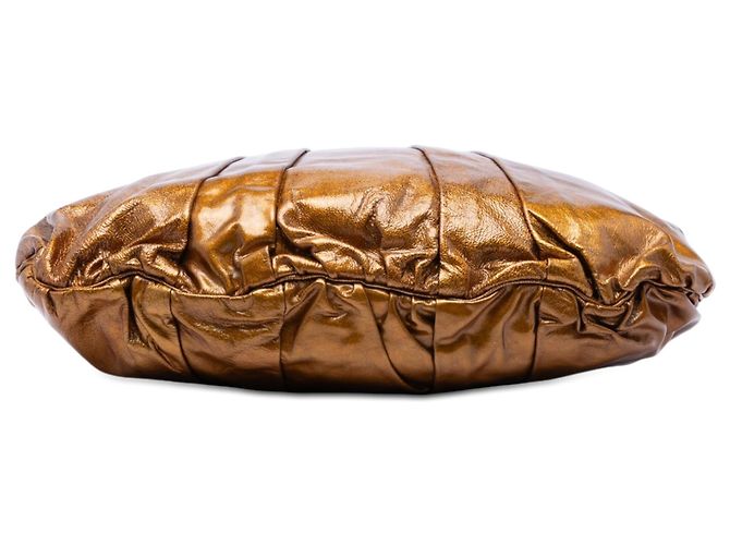 Borsa Satchel Gucci Large Hysteria in vernice dorata D'oro - vista 3