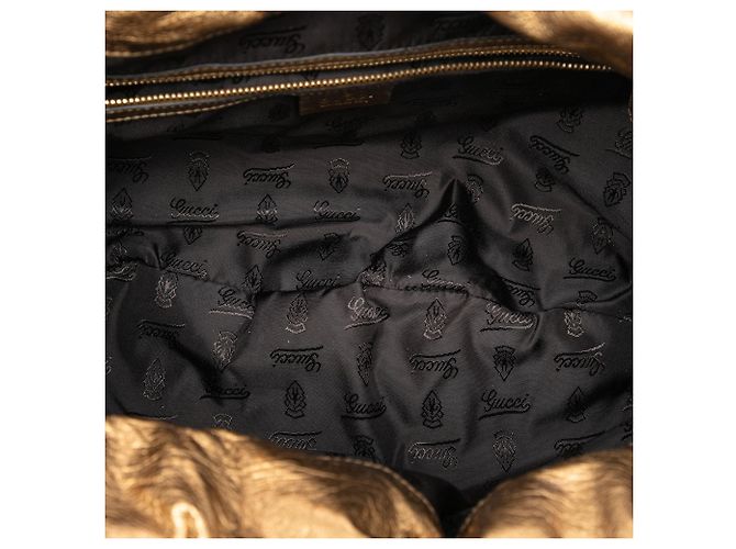 Borsa Satchel Gucci Large Hysteria in vernice dorata D'oro - vista 4