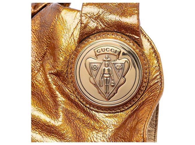 Borsa Satchel Gucci Large Hysteria in vernice dorata D'oro - vista 5