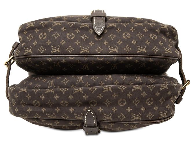 Borsa a tracolla Louis Vuitton Monogram Mini Lin Saumur 30 Marrone - vista 3