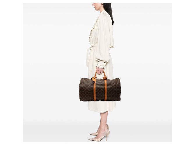 Borsa da viaggio Louis Vuitton Monogram Keepall Bandouliere 50 Marrone - vista 7