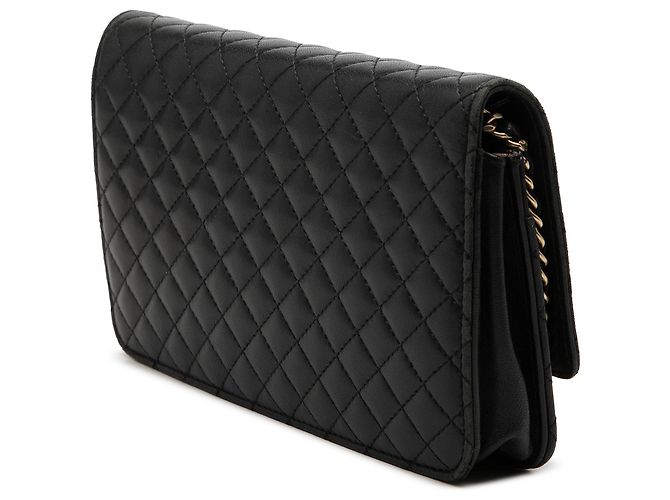 Schwarze Chanel Quilted Lambskin Crest Wallet On Chain Crossbody Bag - Ansicht 2